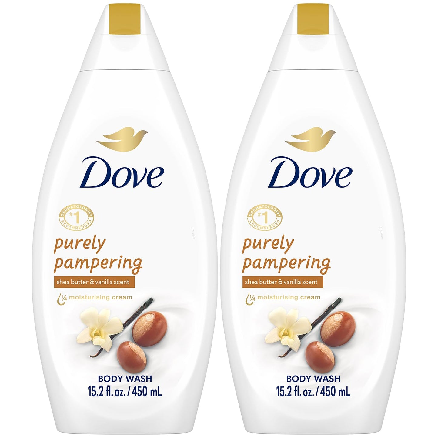 Dove Body Wash 2-Pack – Purely Pampering, Shea Butter & Warm Vanilla for Softer, Smoother Skin, 15.2 Oz Ea