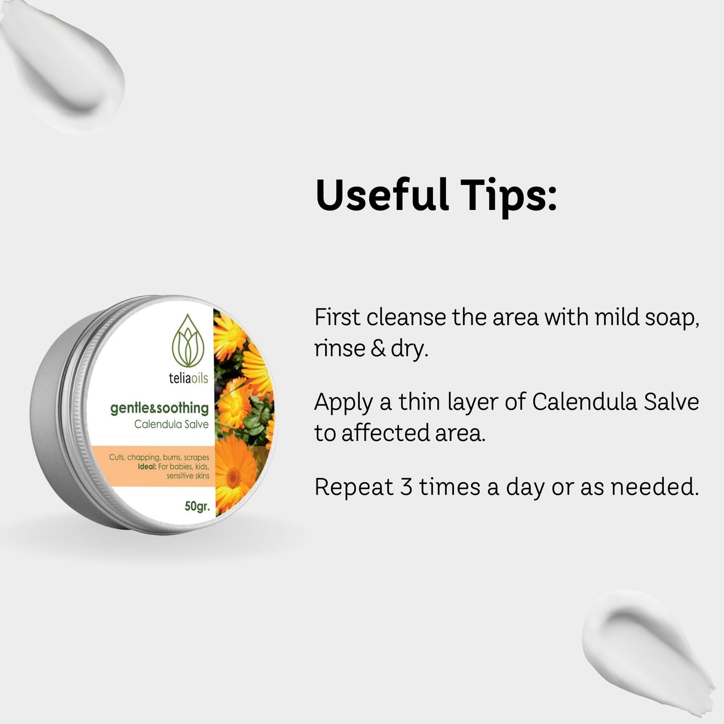 Teliaoils Calendula Salve (Marigold) For Baby Skin and Facial Use. Soothing Herbal Cream for Rashes, Irritated Skin, Dry Skin and Chapped Skin 50 Ml / 1.7 Oz