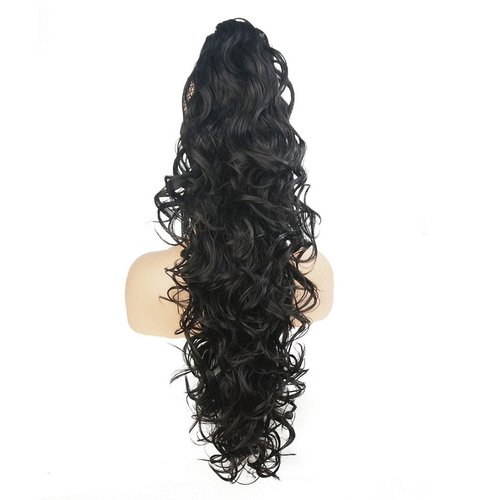 Lydell 30" Long Curly Styled Clip In Claw Ponytail Hair Extension Synthetic Hairpiece 280g with a jaw/claw clip (Darkest Brown)