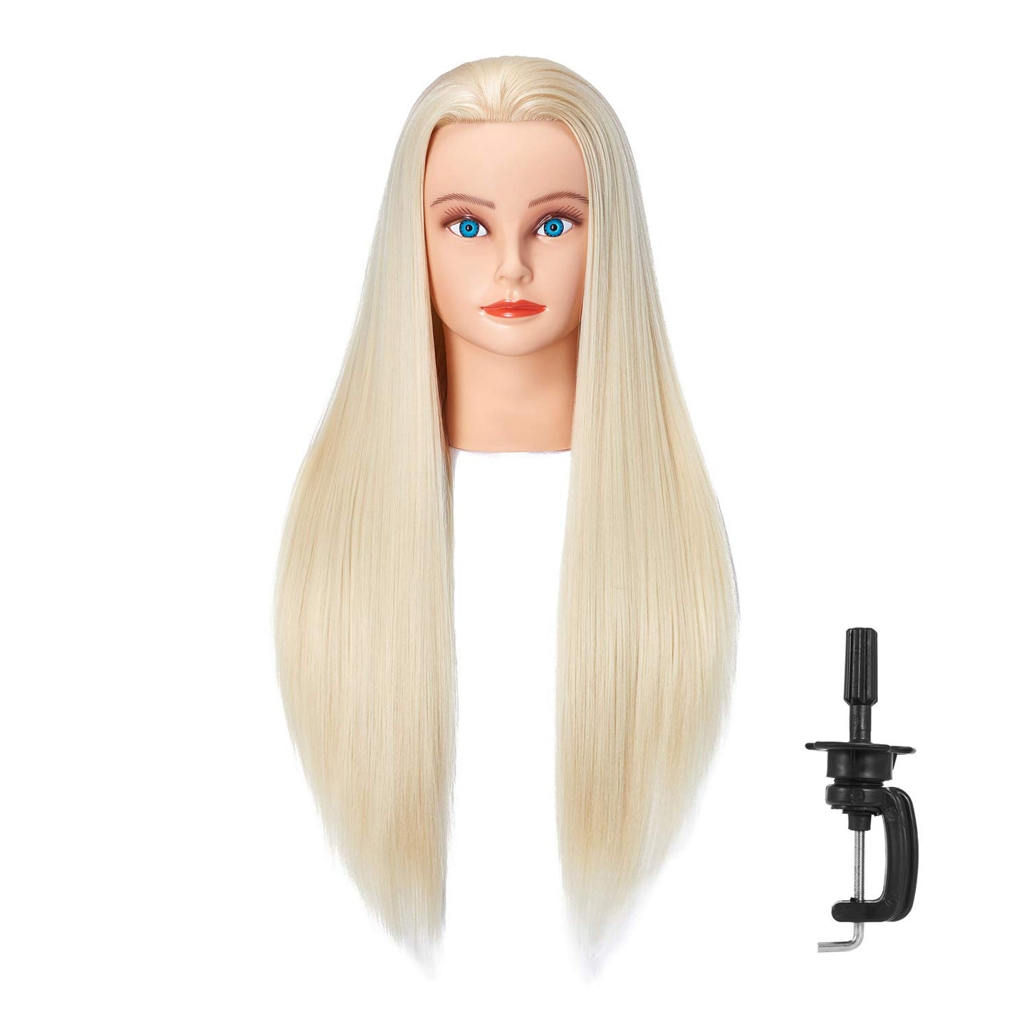 Hairlink 26-28'' Mannequin Head Synthetic Fiber Hair Styling Training Head Dolls for Cosmetology Manikin Maniquins Practice Head with Stand (6611W61320)