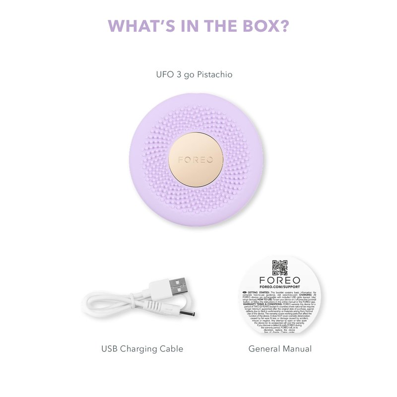 FOREO UFO 3 go Travel-friendly Face Mask Skincare Device - Face Moisturiser - Anti-Aging - Red Light - Warming - Facial Massage - Compact - App-connected - Lavender