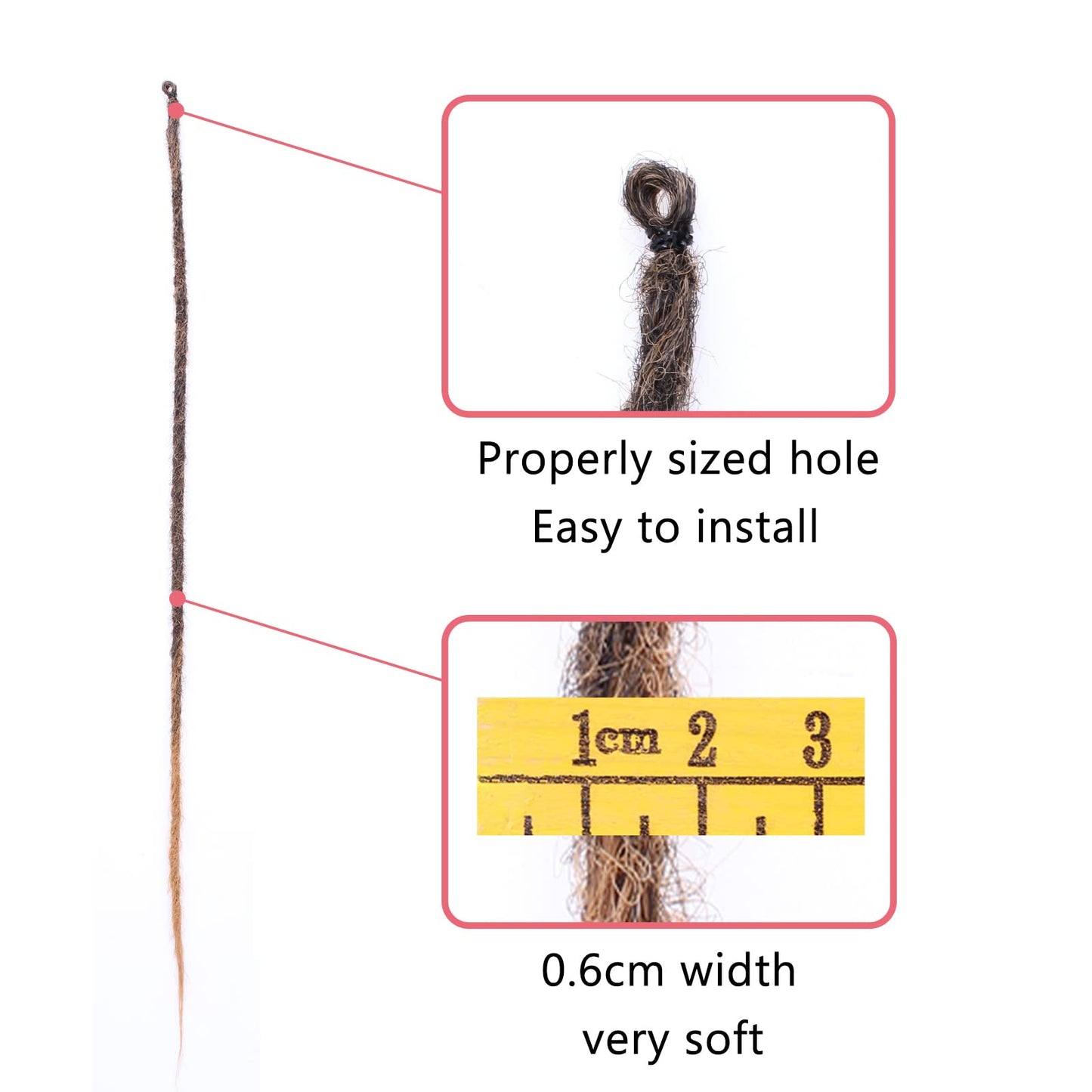 Leeven Thin 24 Inch Dreadlock Extensions 40 Strands Natural Black Soft Hippie SE Dreads 0.6 cm Width Synthetic Loc Extensions Handmade Reggae Style Crochet Braiding Hair for Women and Men