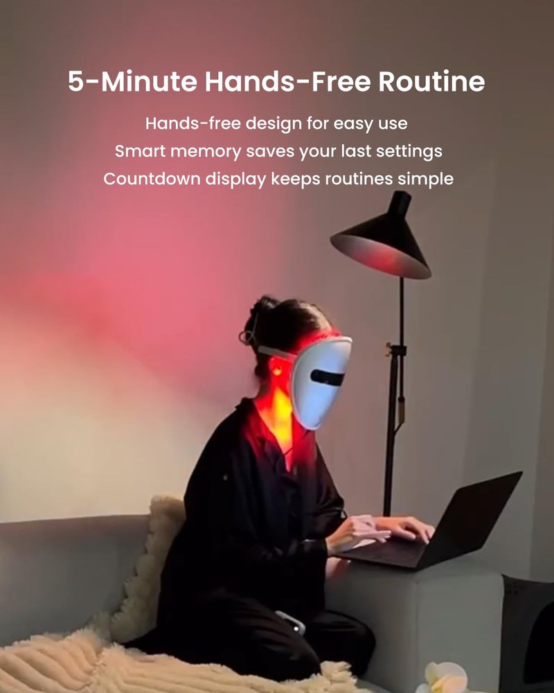 AMIRO Spectra 5-in-1 Light Facial Mask, Full-Spectrum 5-Wavelength Skincare System for Face with Red, Blue, Green, Yellow & Infrared Light, 3 Smart Skincare Modes, Contour-Fit Silicone Design, Silver