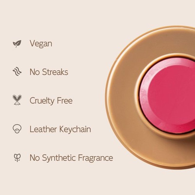 Blush Stick For Cheeks Lips Eyes W/Leather Keychain,Cream Blush Stick,Monochromatic Multi Stick,Pocket Portable For Travel,Dewy Finish,Buildable & Blendable Color | 02# Cheeky-Poppy Pink,0.2 Fl.Oz