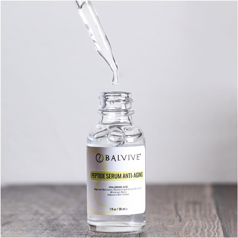 BALVIVE Advanced Peptide Serum for Face with Collagen Boosting, Multi-Peptide Complex, and Growth Factor for Firming, Plumping, for Aging - Hydrating Facial Serum for Women, 1 oz