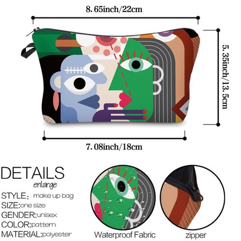 LOOMILOO Small Toiletry Bags for Women, Adorable Roomy Makeup Pouch Travel Water Resistant Cosmetic Purse Accessories Organizer Gift(Modern Abstract 55548)