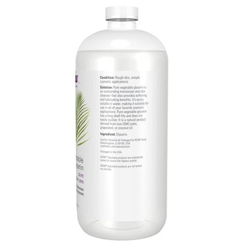 NOW Foods Solutions, Vegetable Glycerin, 100% Pure, Versatile Skin Care, Softening and Moisturizing, 32-Ounce