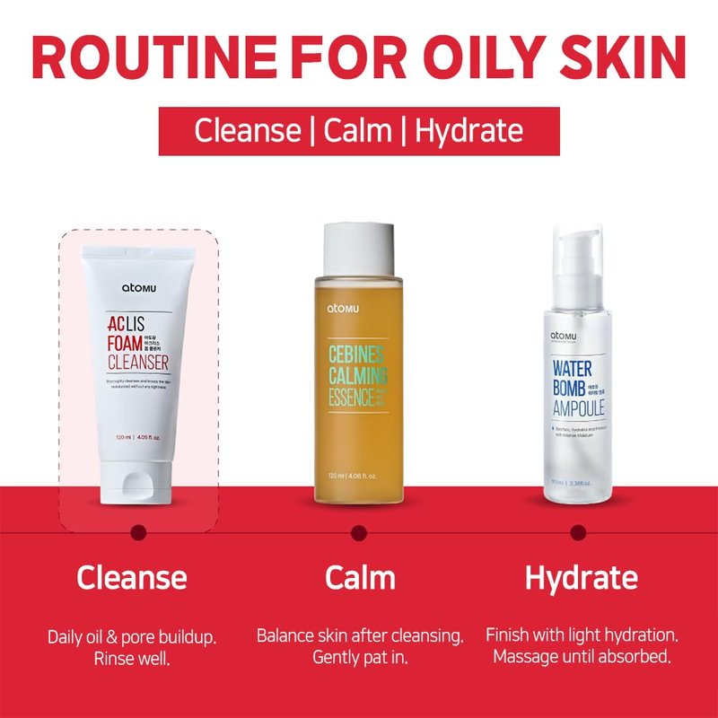 ATOMU Salicylic Acid Foaming Facial Cleanser for Oily Skin & Clogged Pores, BHA Oil Control Face Wash, 4.05 fl oz