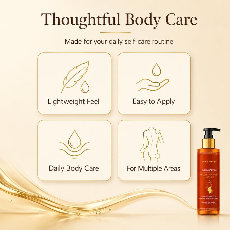 Body Firming Oil for Women, 2 Pack After Shower Oil for Dry Skin, Lightweight Non-Greasy Moisturizer for Arms Legs Belly