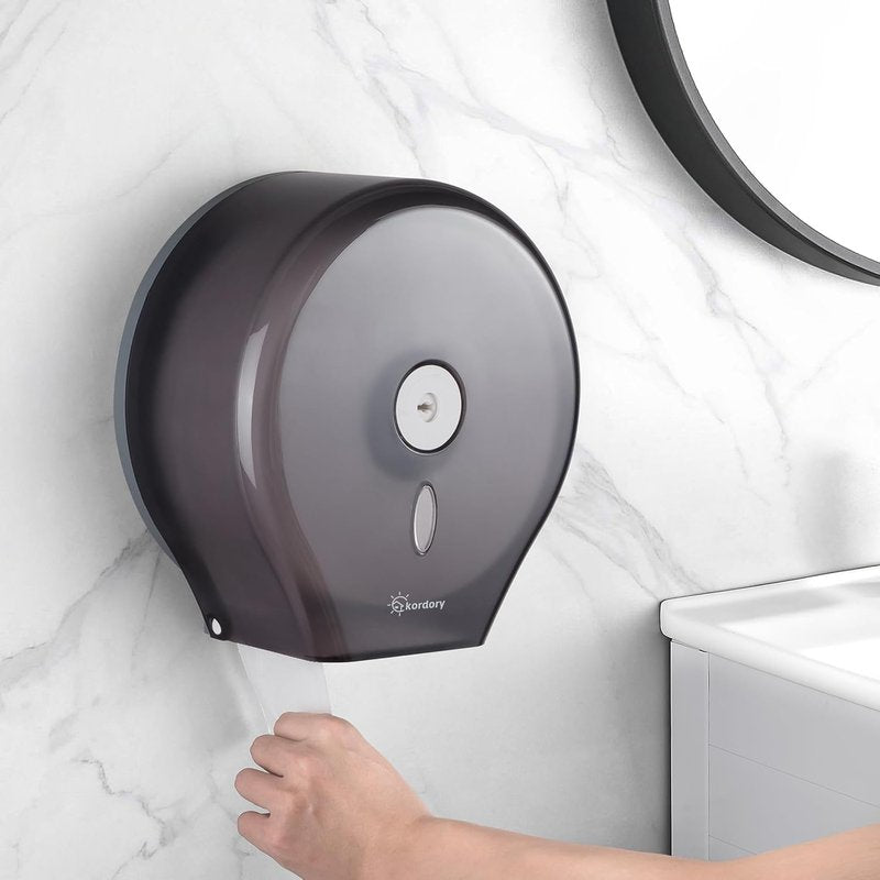 Wall-Mounted Toilet Paper Holder - Jumbo 9" Dispenser for Commercial Bathrooms | Sleek Black Design