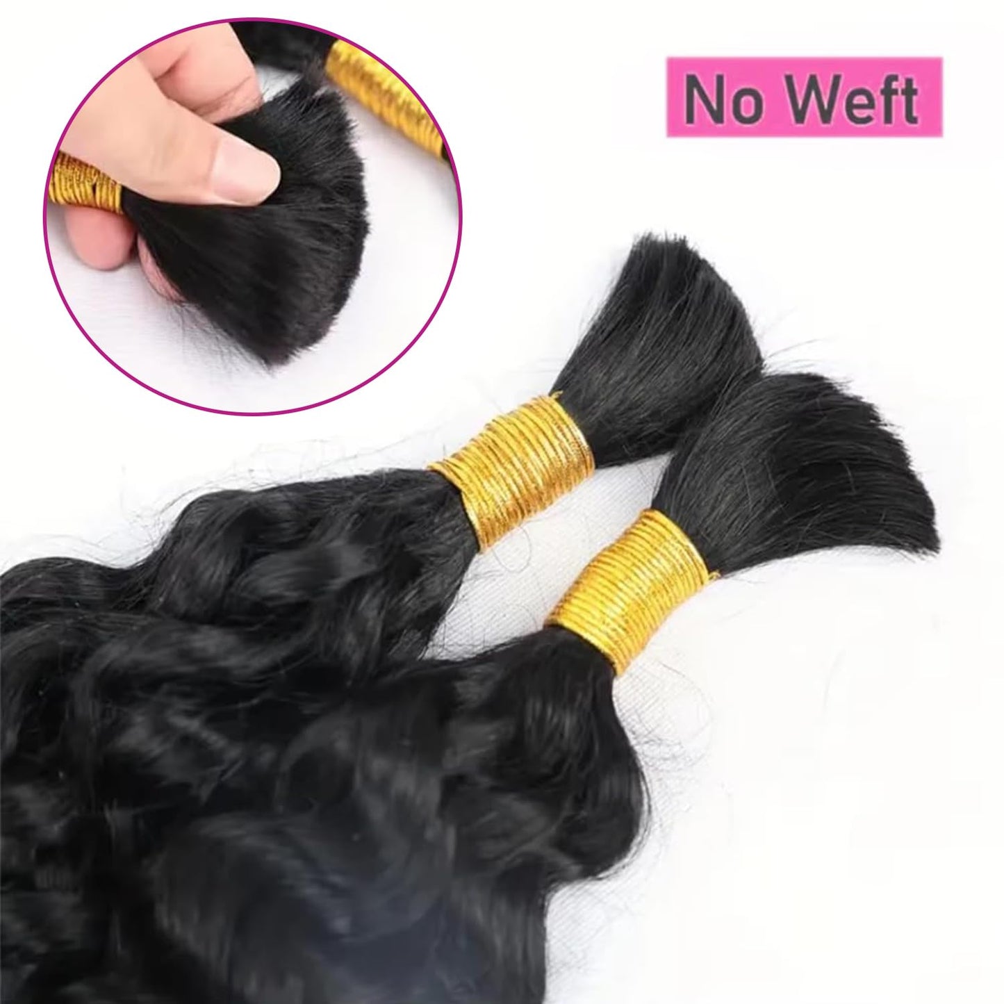Deep Wave Bulk Human Braiding Hair 26 Inch 50g 1 Bundle/Pack No Weft Human Hair Bundles for Braiding 100 Percent Human Hair Deep Curly Braiding Hair for Boho Braids Natural Color