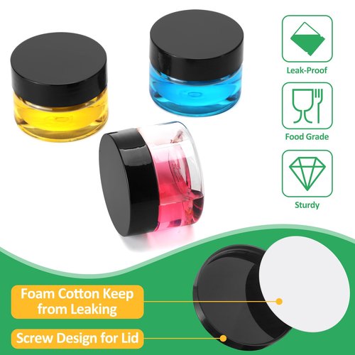Eupako 48 Pack Plastic Jars with Lids 2 OZ - Empty Clear Cosmetics Containers with Pen and Labels, Round Small Plastic Jars with Screw On Lids for Slime, Makeup, Butter, Cream, Lotion, Pot, Dry Food