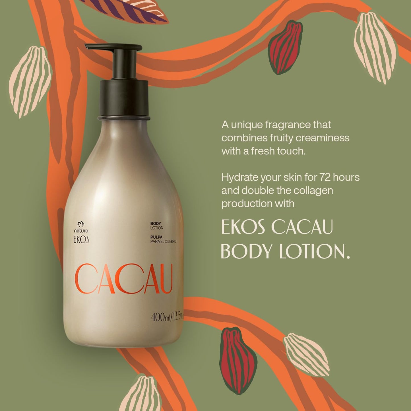natura - Ekos Castanha (Brazil Nut) Renourishing Body Lotion - Anti-Dryness - Deep Skin Hydration Moisturizer - Vegan Skin Care - Brazilian Beauty Secrets - Self Care & Body Care - 13.5 fl oz (400ml)