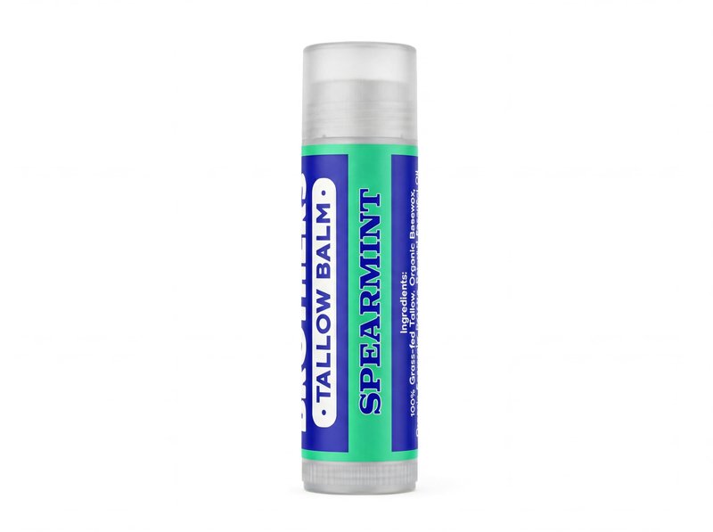 Natural Tallow Lip Balm – Grass Fed Beef Tallow + Organic Beeswax - Pure, Ultra-Moisturizing & Non-Greasy - for Dry Lips or Everyday Use - 4 Pack (Spearmint)