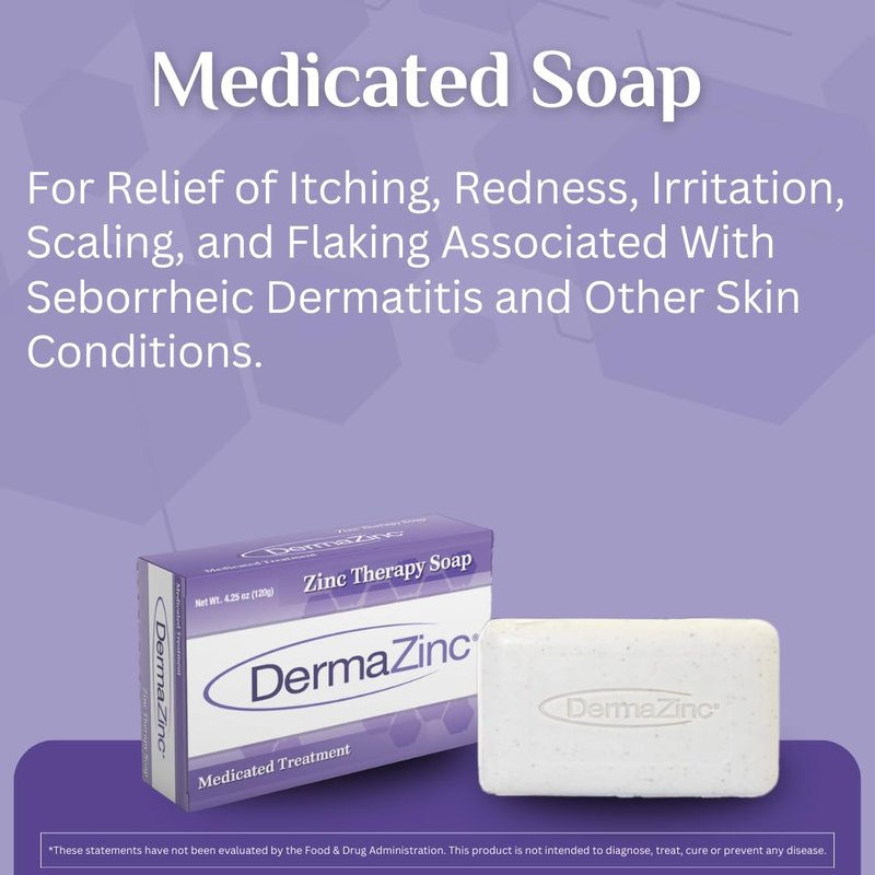 DermaZinc Therapy Soap, Zinc Soap for Skin, Skin Disorder Relief for Psoriasis, Dermatitis, Eczema, and Other Condition Symptoms (Pack of 3)