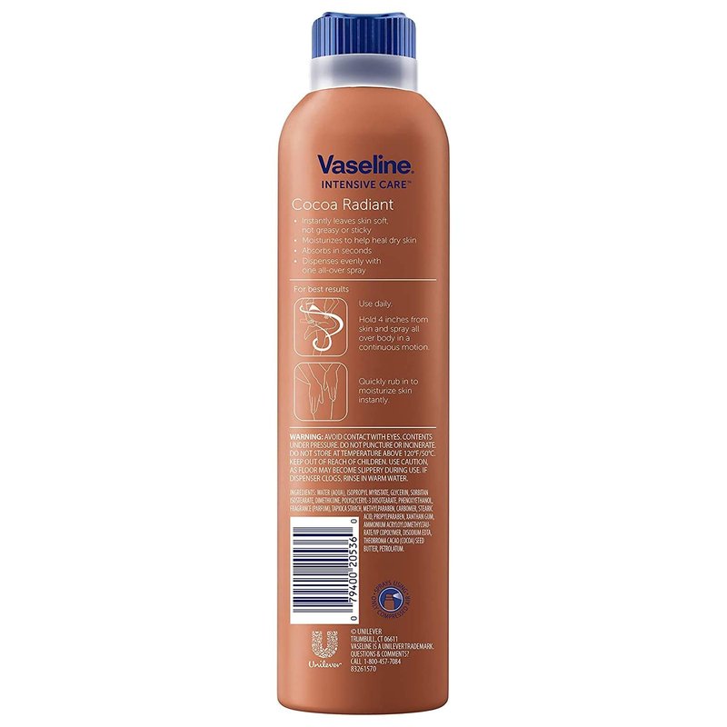 Vaseline Body Spray Lotion Moisturizer For Dry Skin, 6.4 oz, 6-Pack