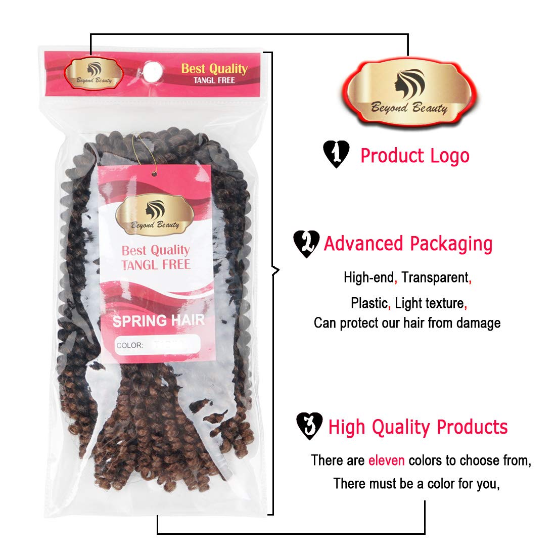 Beyond Beauty Spring Twist Crochet Hair 90strands 8 Inch Fluffy Spring Twists Braiding,Spring Twist Crochet Braids Bomb Twist Crochet Hair for Black Women(T1B BUG)