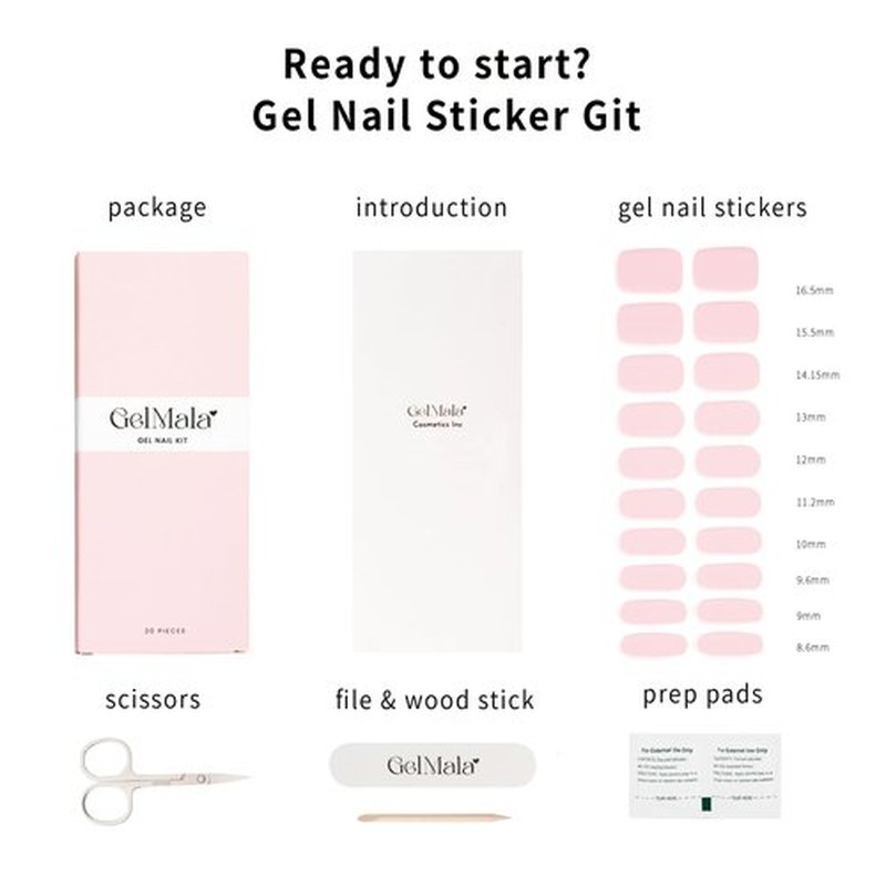 GelMala Gel Nail Stickers semi-Cured- Gel Nail Stickers Salon-Quality, Long Lasting, Easy to Apply & Remove -Gel Nail Strips for Nails Manicure Nail Wraps,Easy for begginners (Pink Cheek)