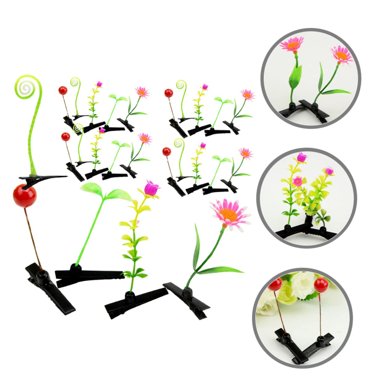 150 Pcs Simulation Plant Hair Clip Sprout Hair Clip Mini Plant Hair Clips Green Plant Hair Clip Plant Hair Barrettes Grass Hair Clip Plant Barrettes Flower Clips for Hair