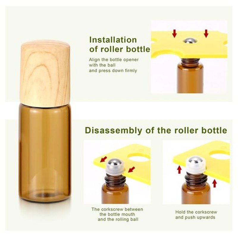 Newzoll 3ml Amber Glass Roller Vials Bottles 10Pcs Essential Oil Roller Bottles Empty Glass Roll-on Bottles for Essential Oil Perfumes Lip Balms