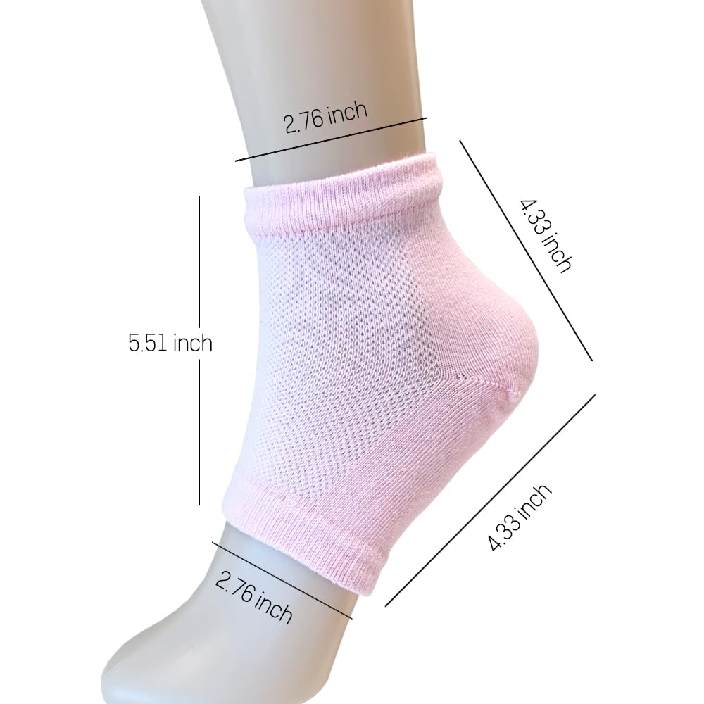 Moisturizing Gel Heel Socks to Repair Dry Cracked Heel - Soften, Soothe, and Revitalize Your Feet, for Men and Women (Light Pink, 1 Pair)