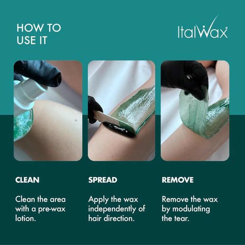 Italwax Azulene - 500g / 1.1lb - Hard wax beads for hair removal - Natural formulation ideal for sensitive skins - Unscented - Recommended for Bikini Area and Armpits
