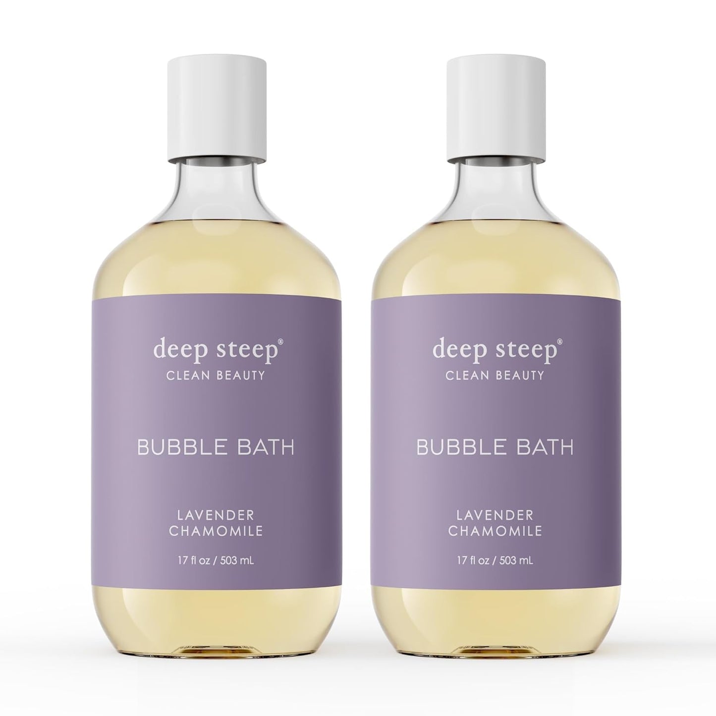 Deep Steep Bubble Bath, Lavender Chamomile, 17 oz (Pack of 2) – Soothing Soak with Shea Butter, Argan Oil, Aloe Vera & Coconut Oil – Vegan, Sulfate-Free, PH-Balanced Clean Beauty