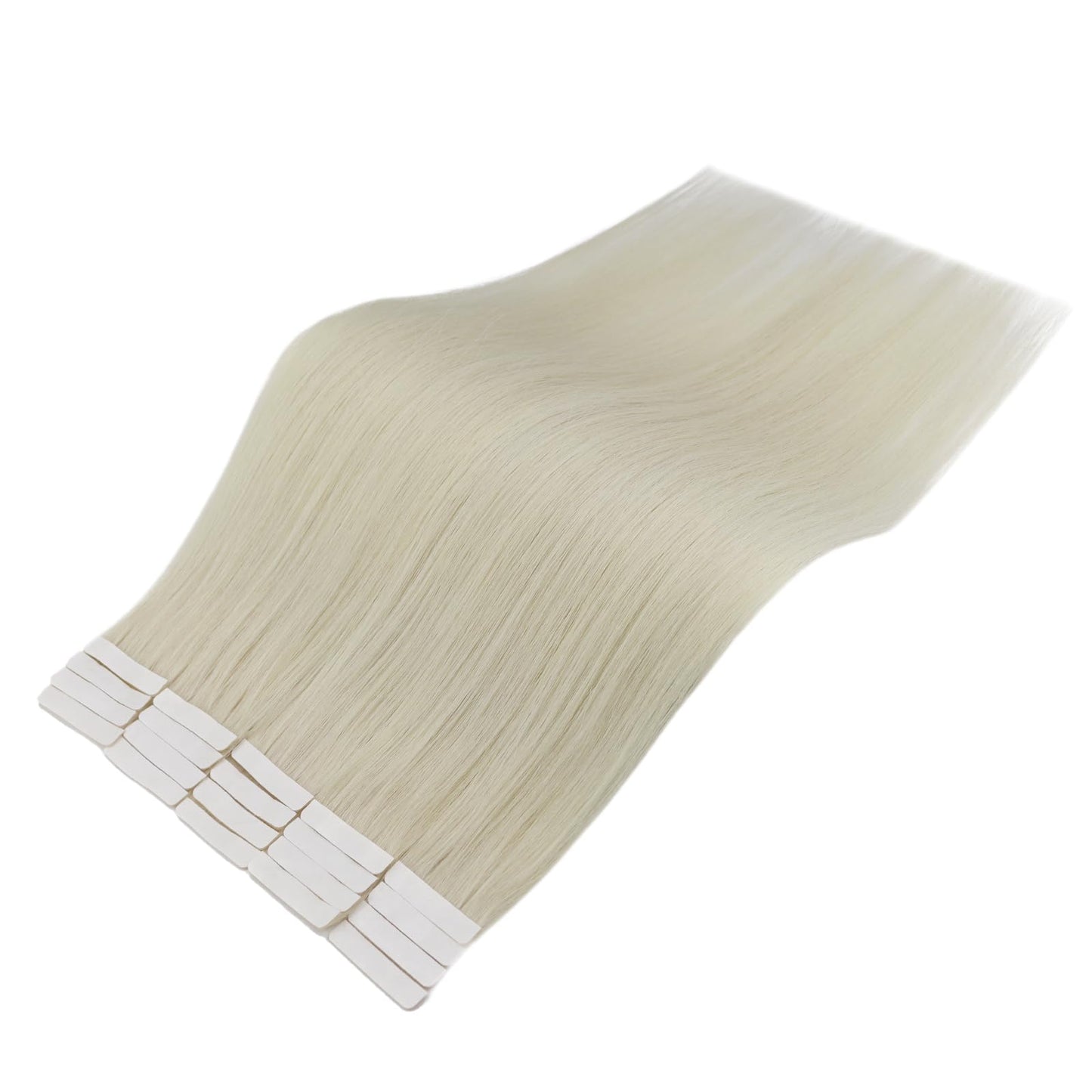 Full Shine Ice Blonde Tape in Extensions Human Hair Virgin Tape in Hair Extensions Real Human Hair Color 1000 Blonde 25 Gram Invisible Tape in Virgin Hair Extensions Straight Hair 10pcs Remy Hair