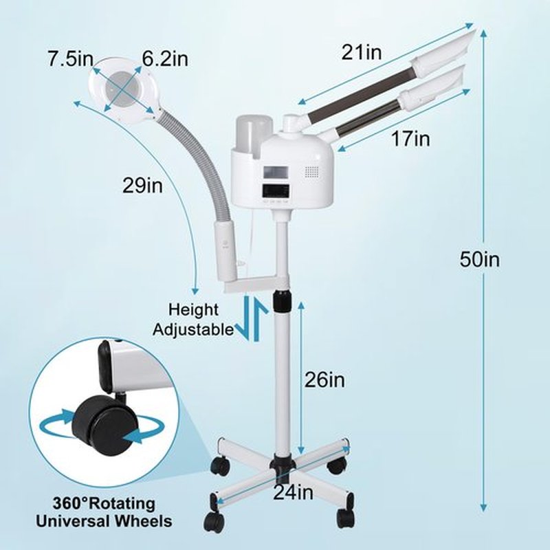 Professional 3 in 1 Facial Steamer for Face Deep Cleaning Ozone Face Steamer with 5X Magnifying Lamp Hot Cool Mist Function for Salon Spa Home Beauty Equipment (3 in 1 Facial Steamer)