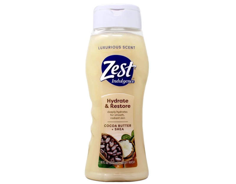 Zest Body Wash Cocoa Butter & Shea Moisturizing 18 Ounce (Pack of 2)