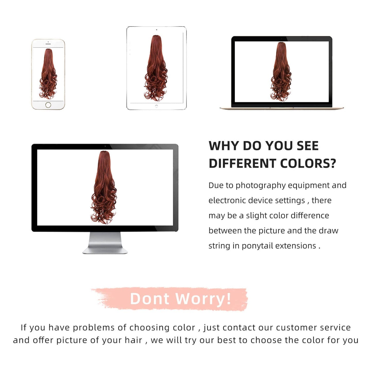 HEWEICSY Ponytail Extensions,Hair Extension Ponytail 22" Long Claw Hair Extension Synthetic Curly Wavy Hairpieces Ponytail Clip in Ponytail Wig Daily Fluffy Pony Tail for Women,4.8 OZ,Auburn