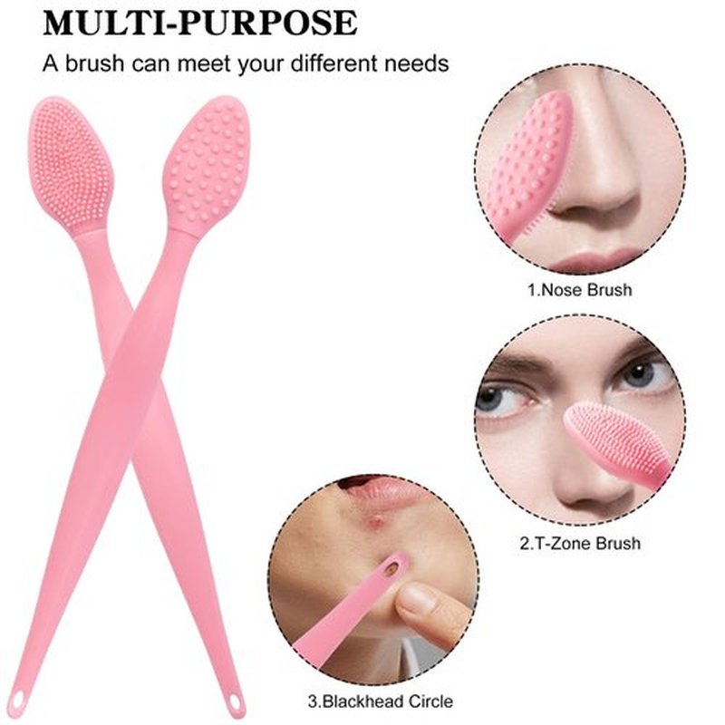 10 Pcs Lip Scrub Brush, Ooloveminso Silicone Lip Scrubber Exfoliator Tool, Soft Double-Side Lip Brush Exfoliating for Dark Lips, Lip Care and Beauty-Pink