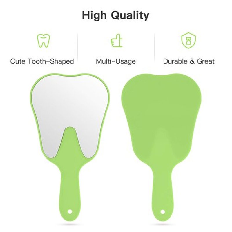 Annhua Hand Mirror Small Face Mirrors, Handheld Mirrors with Handle Tooth Shaped Mirror Tool for Dentist Clinic, Barber, Salon and Hairdreesing - Green