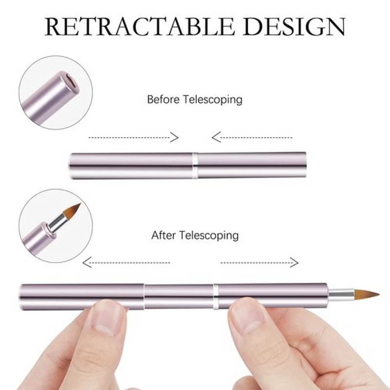 Unaone 2 PCS Lip Brush for Lipstick, Portable Retractable Lip Brush Applicators for Lipstick Lip Gloss Lip Concealer Makeup Brushes Tool (Pink/Gold)