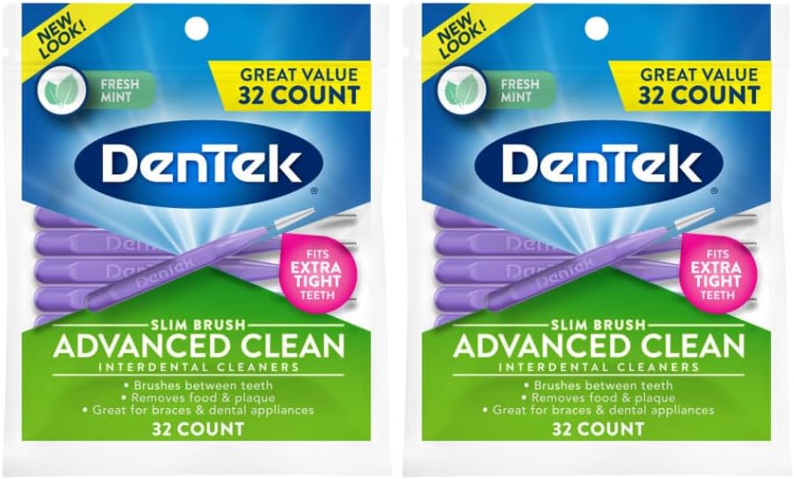 Dentek Slim Brush 32 Count Deep Clean Tight Teeth (6 Pack)