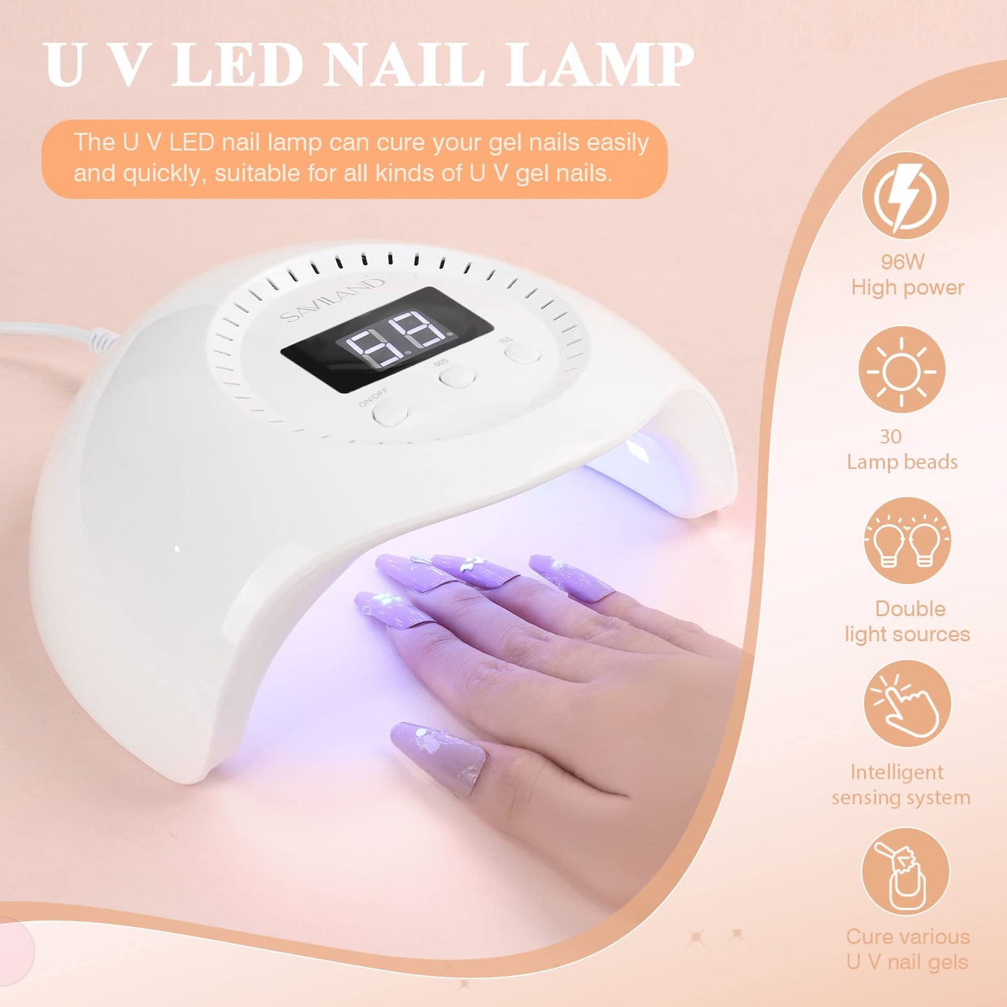 SAVILAND Poly Gel Nail Kit - 6 Colors Polygel Nail Kit with U V Light Purple Pink Nails Extension Gel with Slip Solution Nail Tools All-in-1 Manicure Starter Kit for Home DIY Set