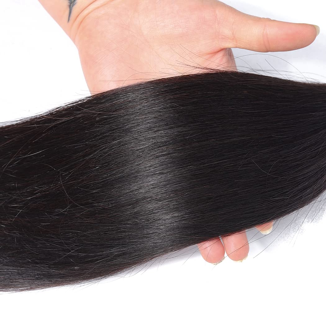 sexycat Straight Human Hair Bundles 100% Unprocessed 9A Brazilian Straight Virgin Hair 1 Bundle Remy Hair Extensions Straight Weave 100g/Bundle Natural Black 26 Inch