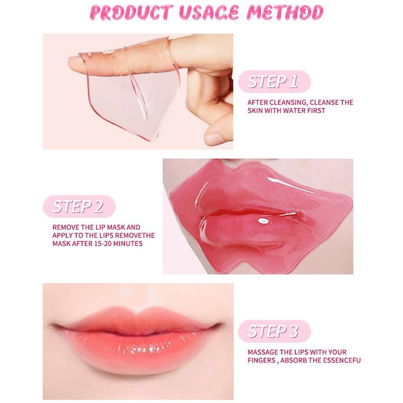 Felico 30PCS Lip Mask Patches,Collagen Crystal Pink Care Gel Pads for Moisturizing,Reduced Chapped,Smoothing,Fine Lines,Remove Dead Skin Moisture Essence Make Your Dry Lips Attractive Sexy Strawberry