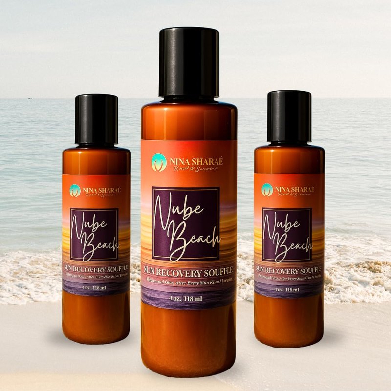 Nina Sharae Swimwear Nube Beach Sun Recovery Soufflé – After Sun Body Moisturizer with Aloe, Vitamin E & Coconut Oil – Soothing Hydration for Sun-Damaged Skin – Lightweight, Non-Greasy, 4 oz