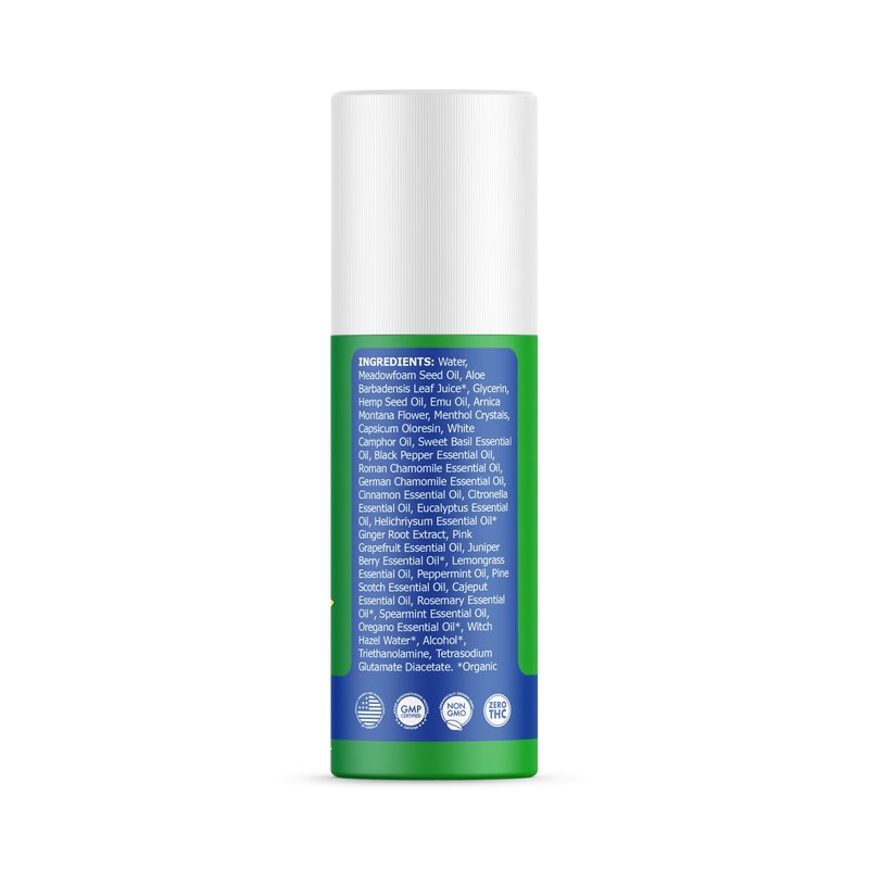 Hemp Emu - Hemp Roll On Gel - Muscle Rub for Back & Joint Discomfort - Soothing Gel with Organic Hemp Oil, Emu Oil, Menthol, Eucalyptus, Aloe Vera