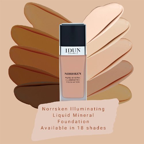 IDUN Minerals Liquid Norrsken Foundation - Silky Smooth Coverage - Luminous, Dewy Finish for Dry and Dull Skin - Water Resistant and Vegan Makeup - 214 Ylva - Neutral Dark - 1.01 oz