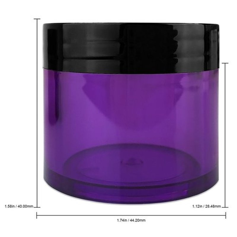 Beauticom 30g/30ml (1 fl. oz.) Double Wall Purple-Tinted Plastic Leak Proof Jars with Flat Top Lids for Creams, Lotions, Make Up, Powders, Glitters, and more... (Color: Black Lid, Pieces: 30)