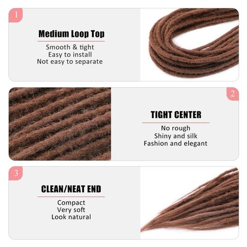DAIRESS 24 Inch Double Ended Dreadlock Extensions Synthetic Dreads 5strands/pack Synthetic Braids Thin 0.6cm Soft Handmade Reggae Hair Hip-Hop Style Dread Extensions Locks Hair(5strands/pack,30#)