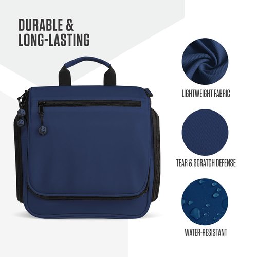 VENTURE 4TH Hanging Travel Toiletry Bag for Women & Men - Travel Organizer with Expandable Compartments & Removable Clear Pouch for Toiletries (Navy Blue)