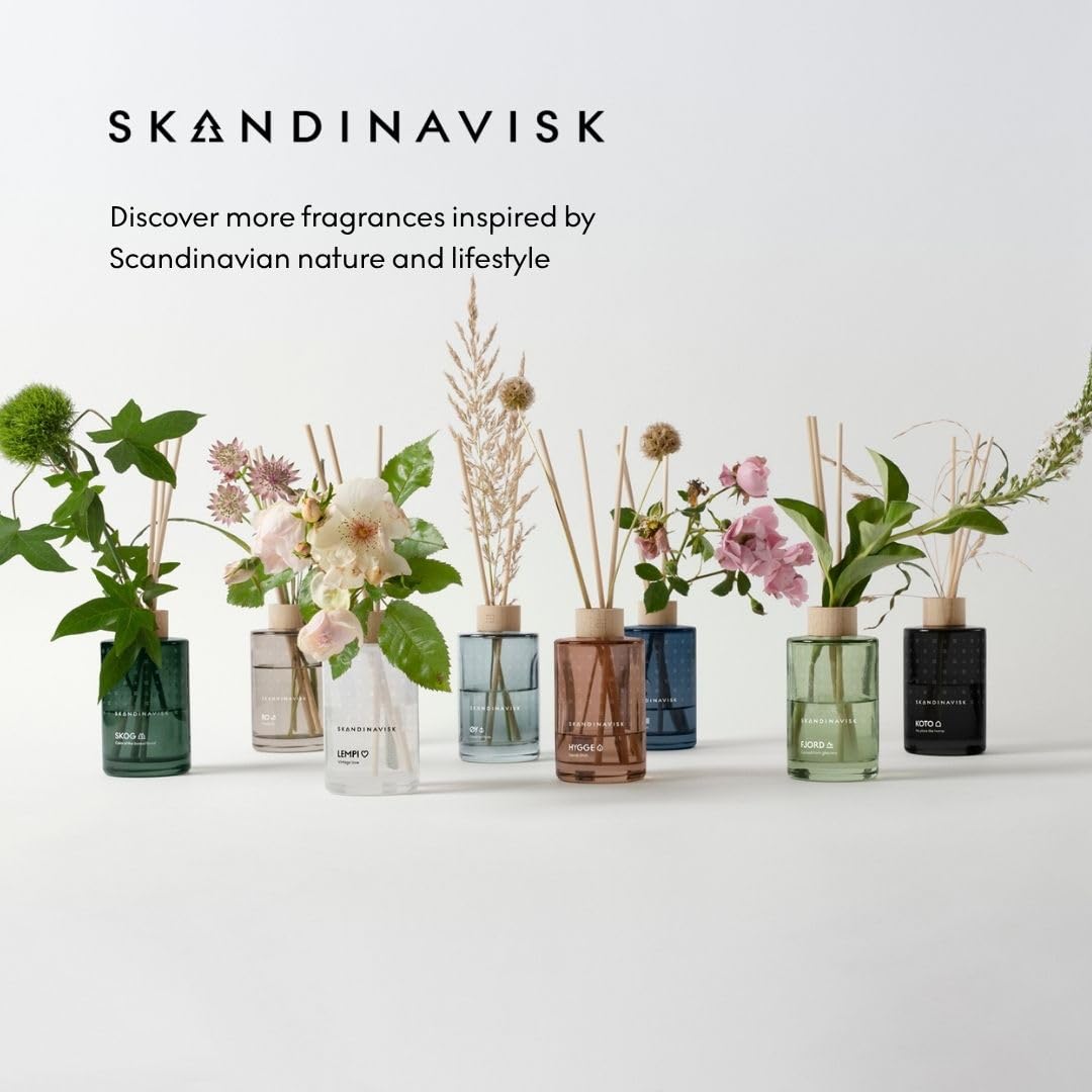 Skandinavisk Skog 'Forest' Scent Diffuser with 8 Reeds. Lasts +3 Months. Fragrance Notes: Pine Needles and Fir Cones, Birch Sap and Lily of The Valley. 6.75 fl. oz.