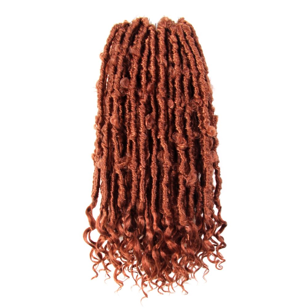 Crochet Butterfly Locs with Curly Ends 14 Inch, Boho Distressed Butterfly Locs Crochet Hair, Ginger Bohemian Goddess Faux Butterfly Braids with Curly Ends (6 Packs, 350#)
