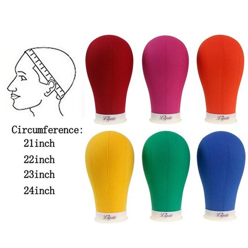 LIYATE Canvas Block Head 23 Inch Red Wig Head Stand for Making Wigs Display Styling Poly Mannequin Head with Mount Hole Manikin Head Wig Stand