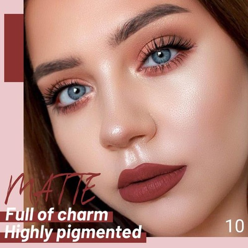 JUAAZIN Dark Brown Matte Liquid Lipstick, With Highly Pigmented and Rich Colors Lip Gloss, Long-Lasting Wear Non-Stick Cup Not Fade Waterproof Lipstick Makeup for Women(Dark Brown 10#)
