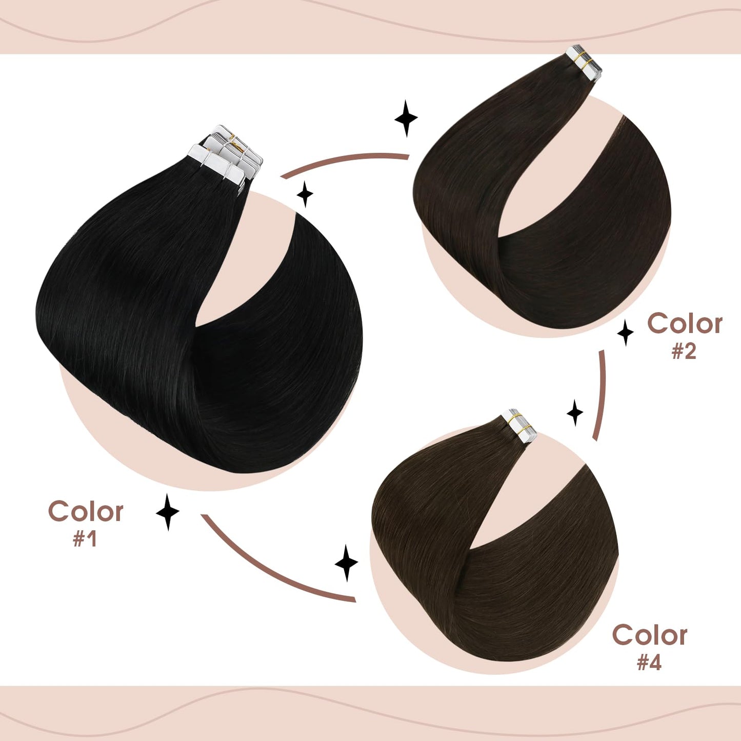 Sunny Hair Dark Brown Hair Extensions Tape Invisible Tape in Extensions Real Human Hair Straight Tape in Hair Extensions Human Hair Remy Tape in Brown Hair Extensions for Short 25G 12inch