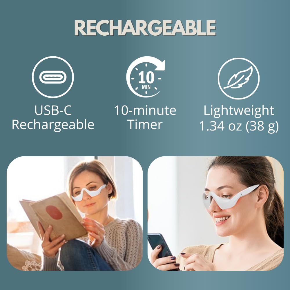 ZEENCARE Under Eye Red Light Therapy, Rechargeable Dark Circles Under Eye Treatment, Red Light Therapy for Eyes Wrinkles Puffy Fine Lines